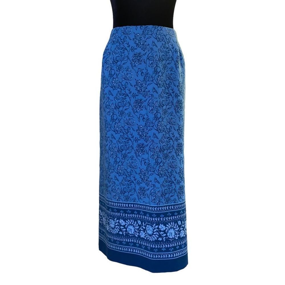 JM Collection Maxi Blue Floral Skirt Size 16